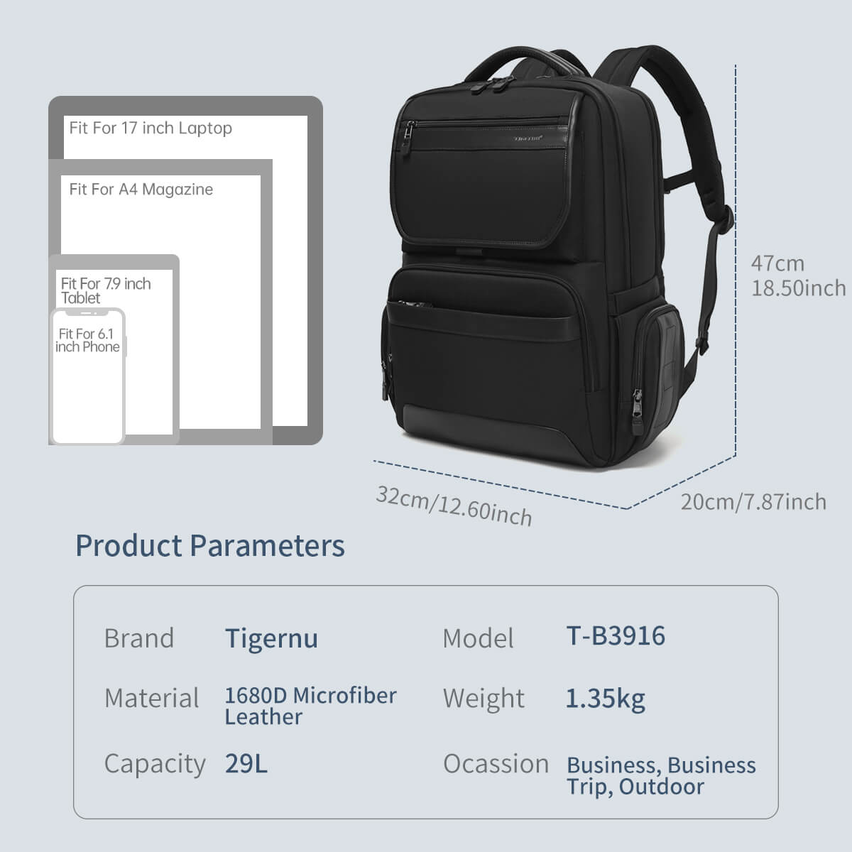 Mochila Ejecutiva Tigernu TB3916