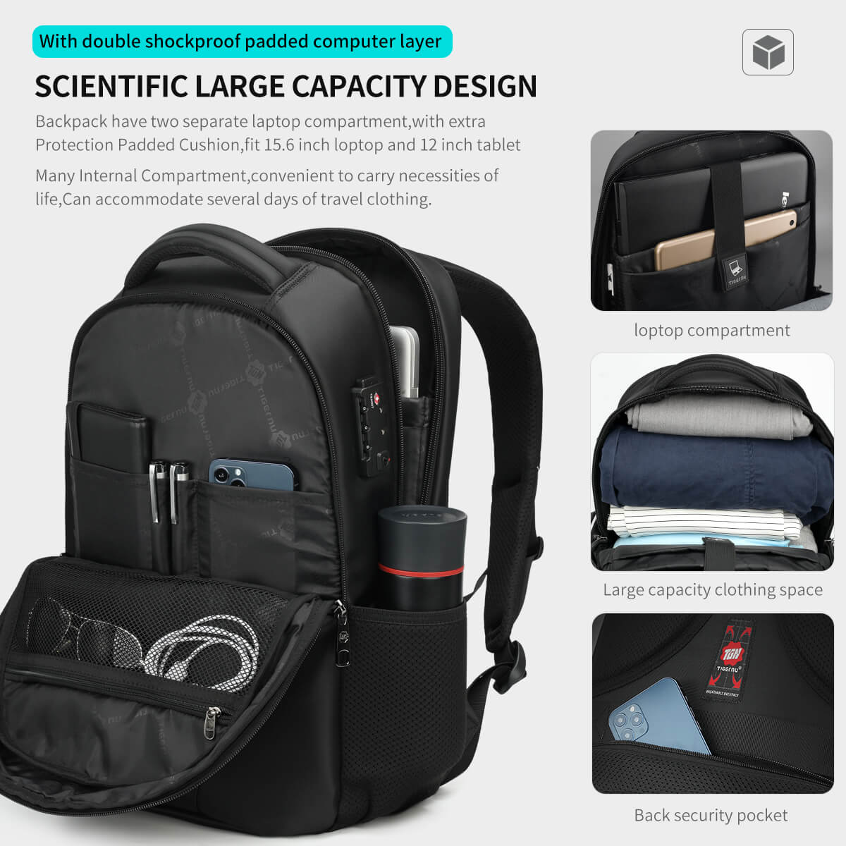 Mochila Antirrobo Tigernu TB31053A Grey