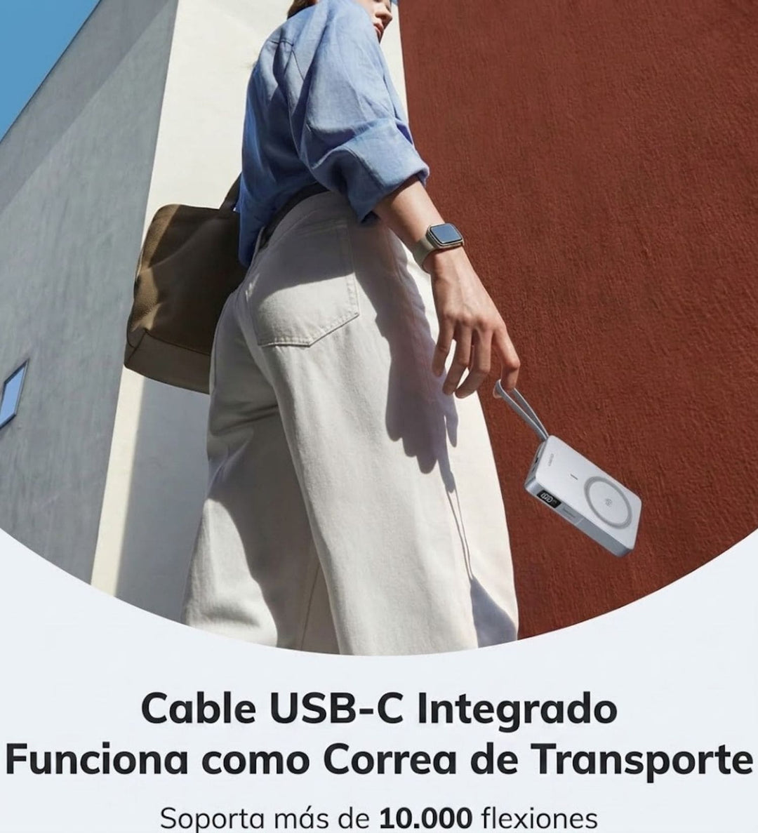 Power Bank inalámbrica UGREEN MagFlow de 10000 mAh Qi2 de 25W con cable integrado