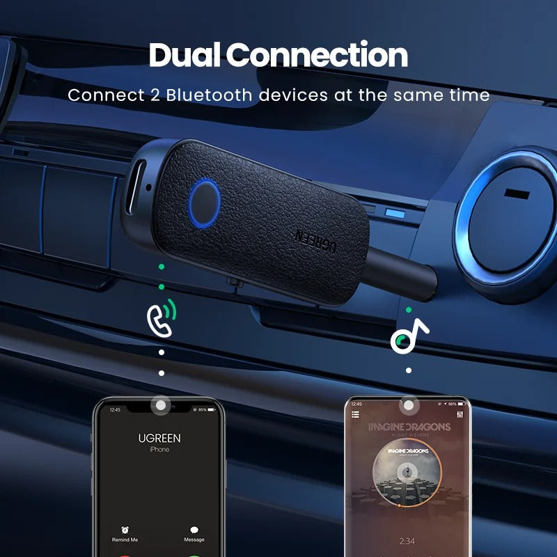 Adaptador Ugreen Transmisor Receptor 3.5mm Bluetooth 5.0 para Audio de TV y coche
