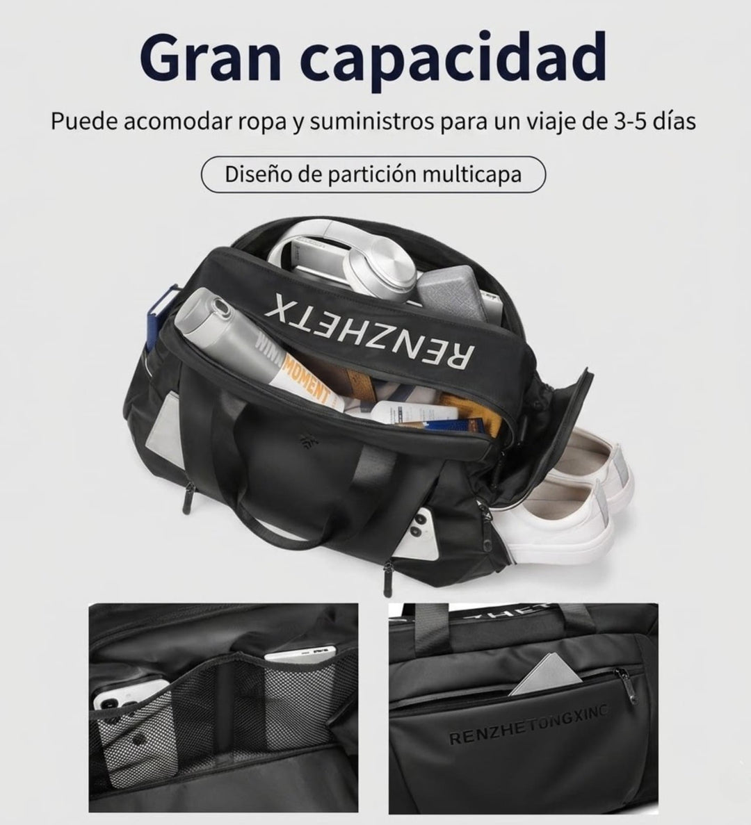 Bolso de Viaje y Gimnasio RZTX 35L Impermeable con Porta Zapatos