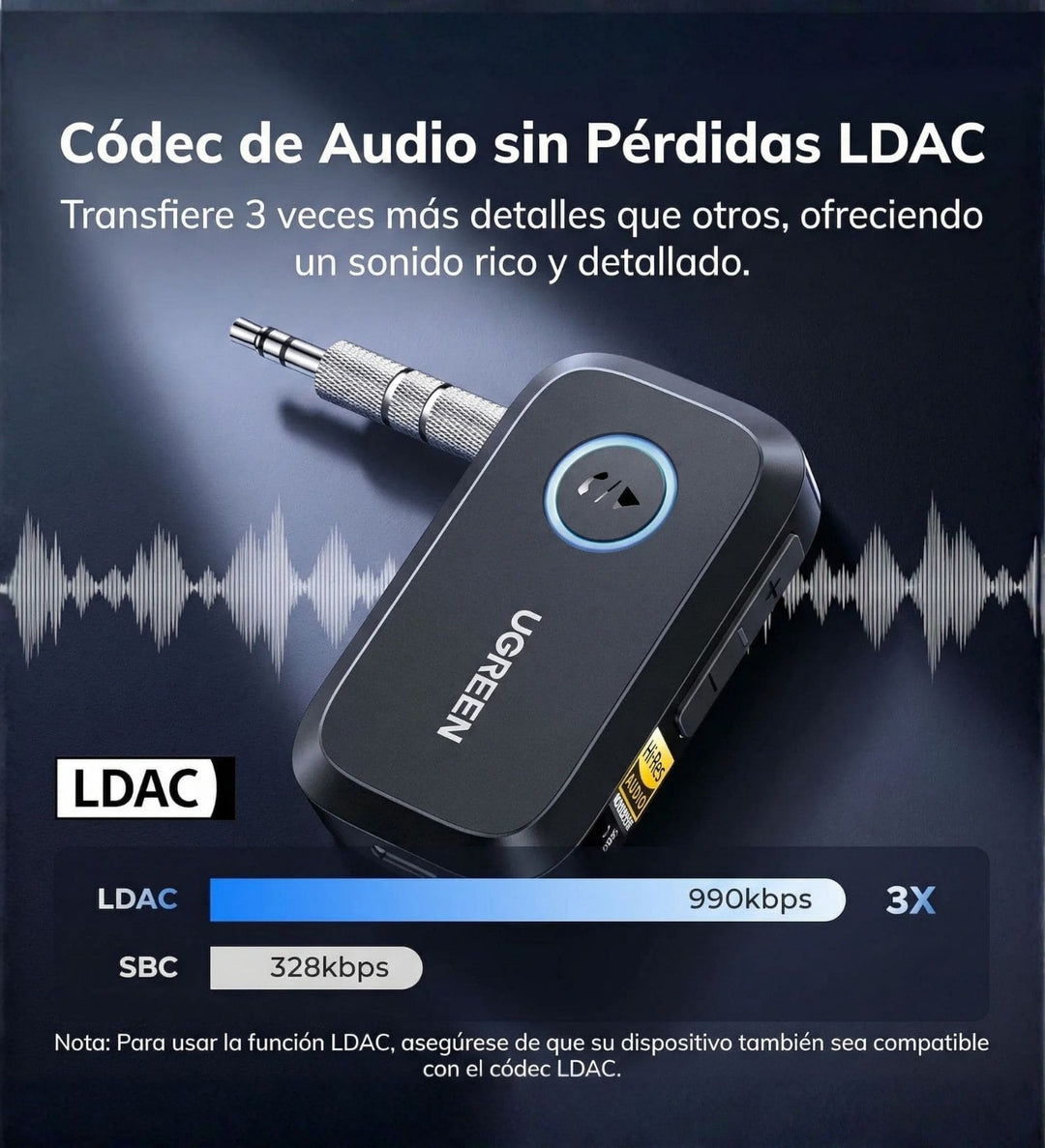 Receptor Bluetooth 3.5mm Ugreen BT509 LDAC Hi-Res