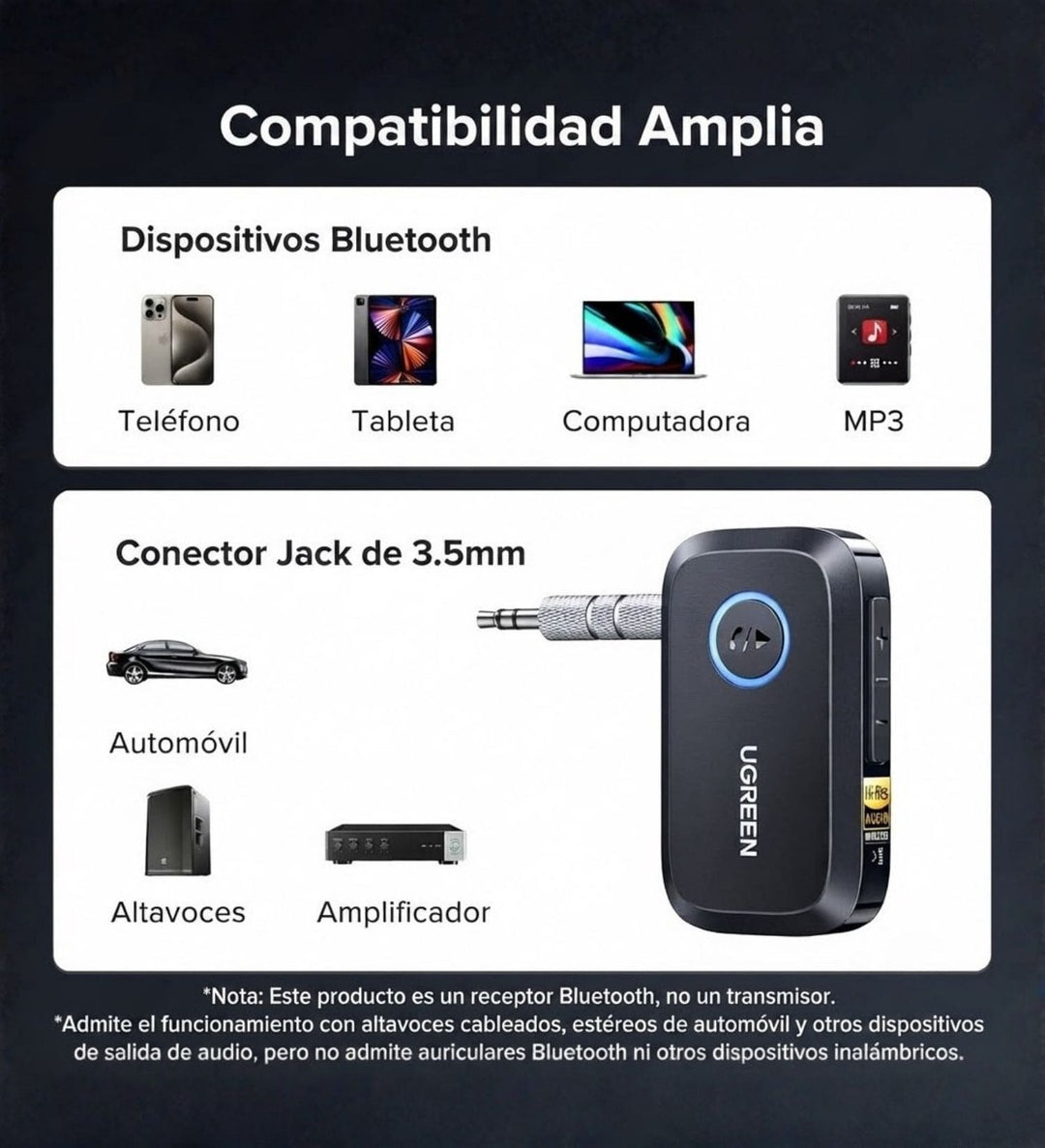 Receptor Bluetooth 3.5mm Ugreen BT509 LDAC Hi-Res