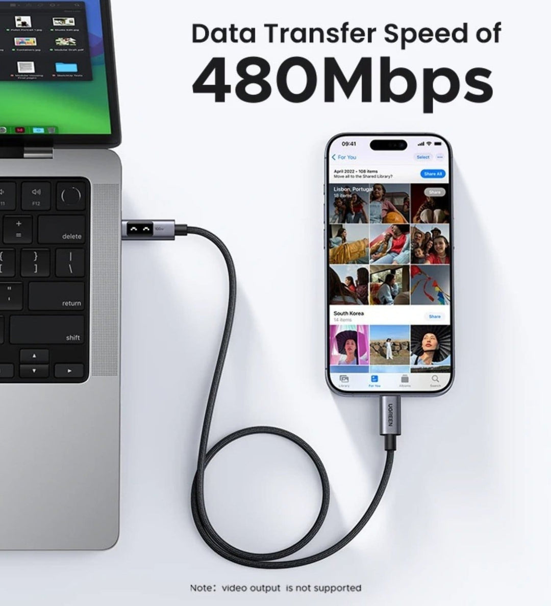 Cable Robot UGREEN UNO USB-C a USB-C 100W