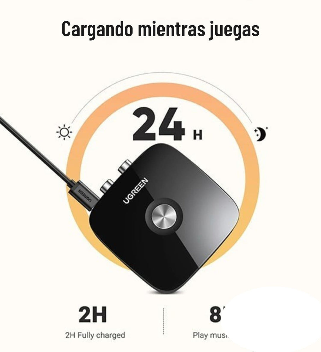 Receptor de Audio Ugreen Bluetooth 5.3 RCA y Auxiliar 3.5mm