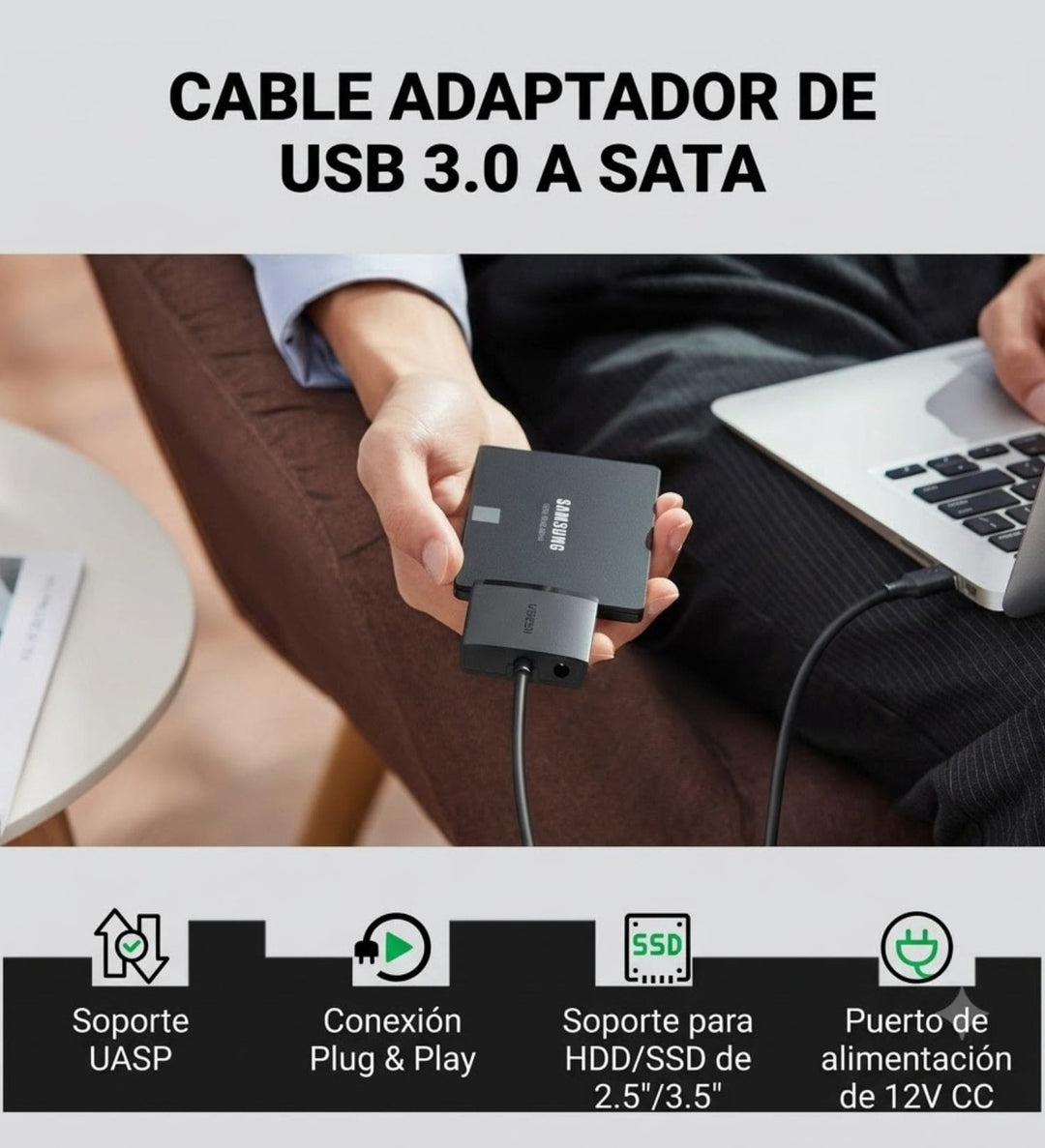 Convertidor UGREEN USB 3.0 a SATA 6 Gbps