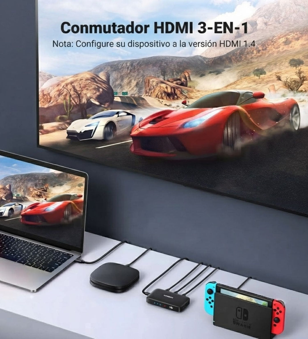 Conmutador Switch HDMI 3 En 1 Salida 4K Con Control Remoto