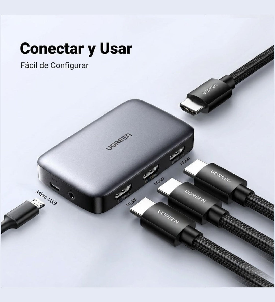 Conmutador Switch HDMI 3 En 1 Salida 4K Con Control Remoto