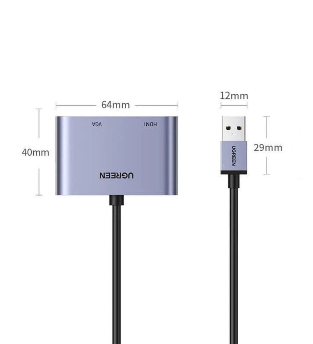 Convertidor UGREEN USB 3.0 a HDMI+VGA