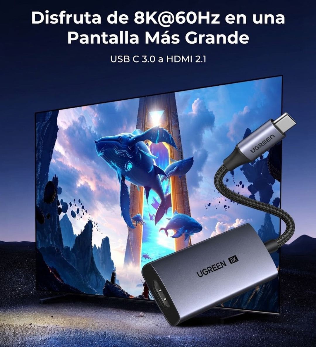 Adaptador USB-C a HDMI 2.1 UGREEN de 48 Gbps, 8K a 60 Hz