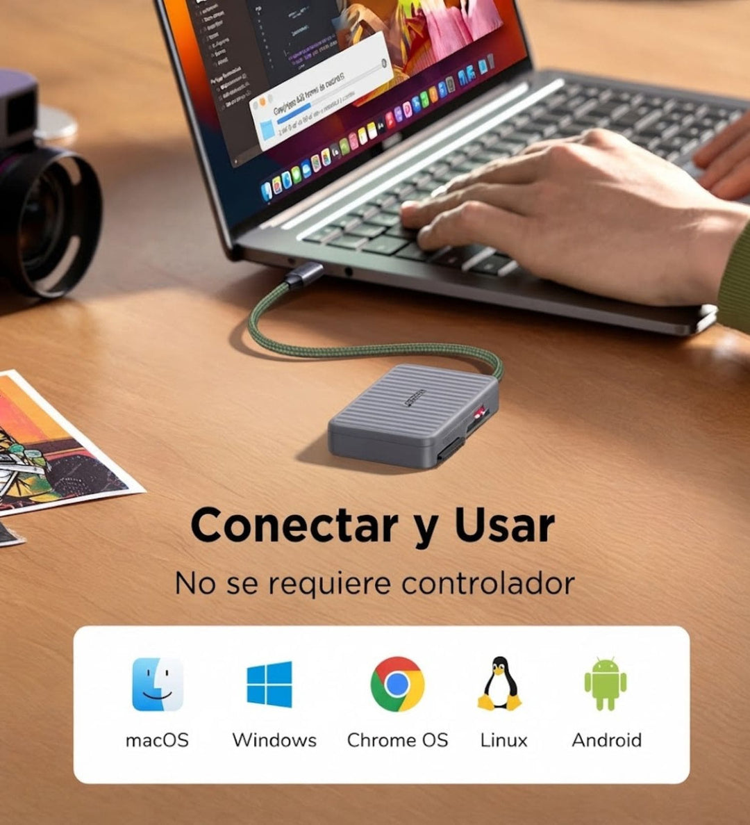 Case UGREEN Multifunción con Lector de Tarjetas TF/SD – CM868