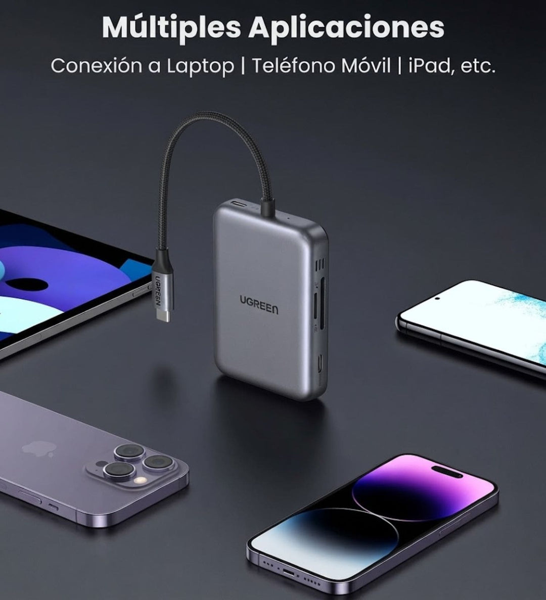 Hub UGREEN USB-C Magnético 7 en 1 a 4K 60Hz con PD, SD y TF