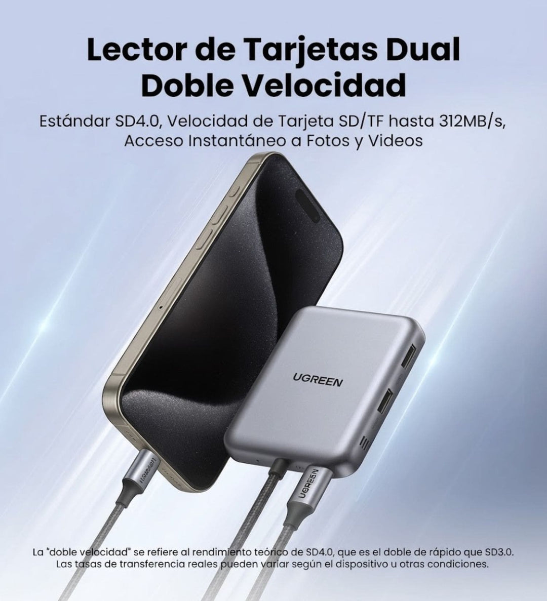 Hub UGREEN USB-C Magnético 7 en 1 a 4K 60Hz con PD, SD y TF