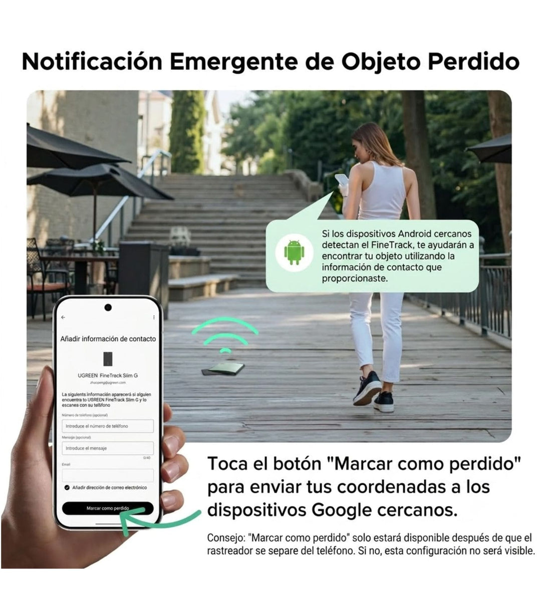 Localizador UGREEN FineTrack Slim G with Google Find Hub Android