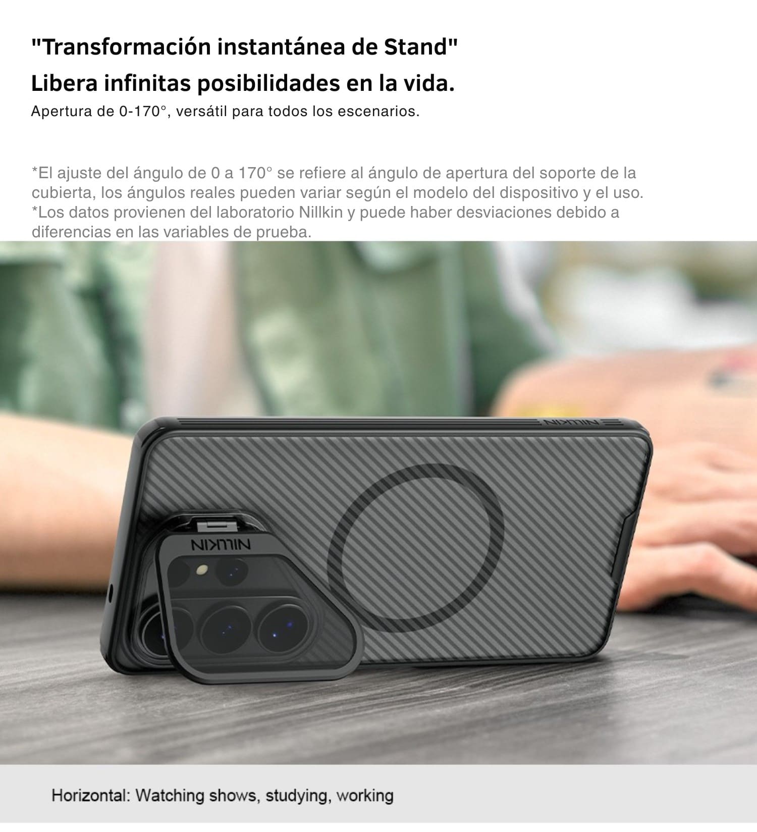 Case Nillkin con tapa de cámara transparente y soporte ajustable para celular S26 Ultra