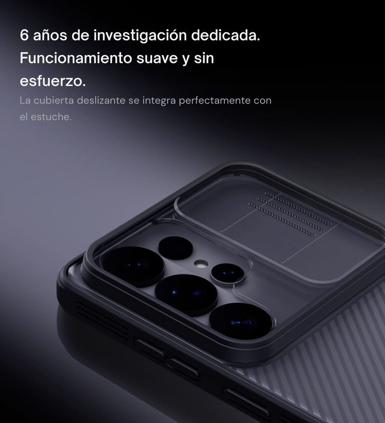 Detalle de cubierta protectora de lentes de cámara en carcasa rígida Nillkin S26 Ultra