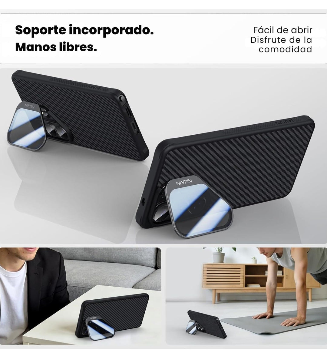 Case para Galaxy S26 Ultra Nillkin con tapa de cámara translúcida y soporte ajustable de aluminio