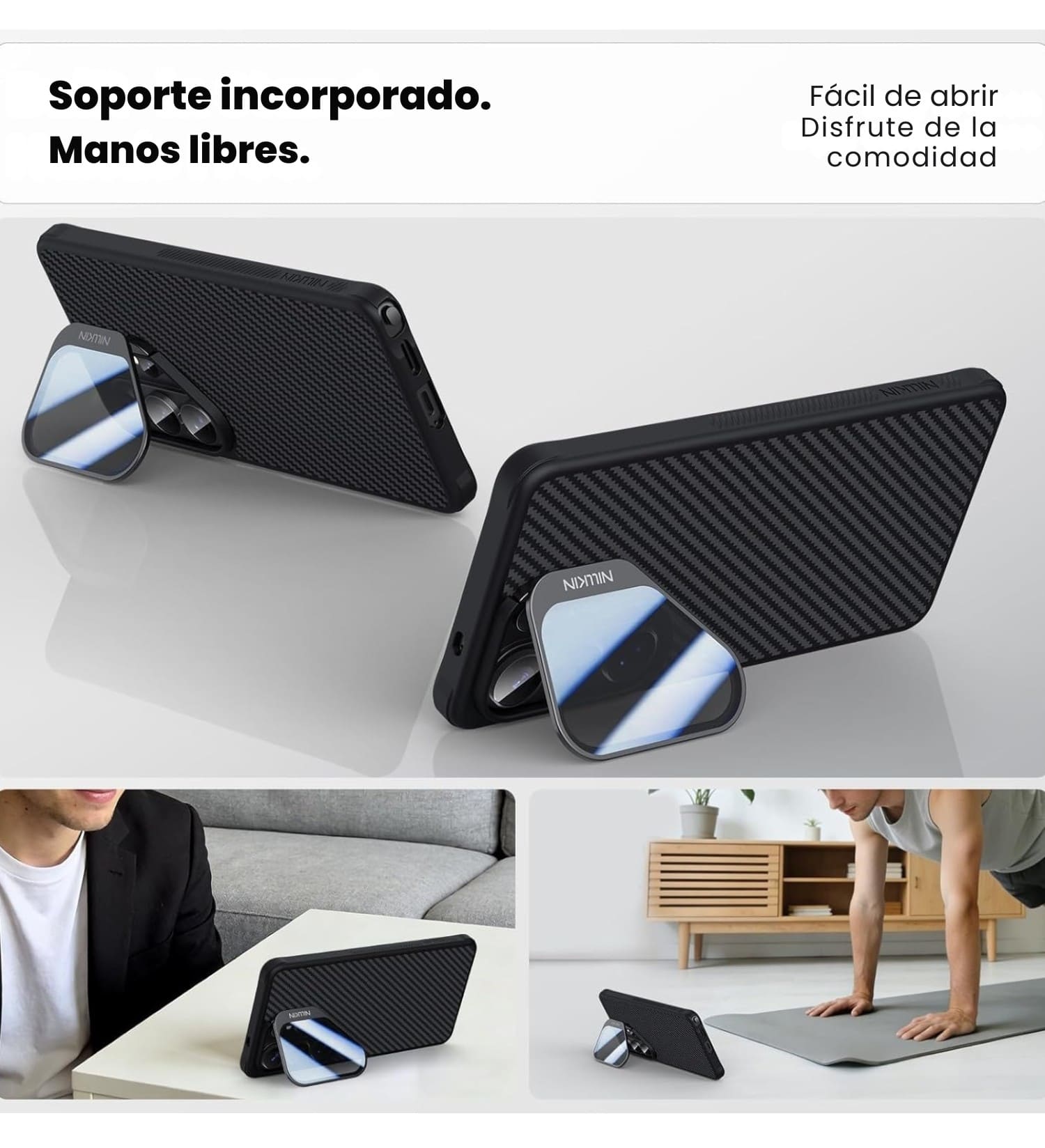 Case para Galaxy S26 Ultra Nillkin con tapa de cámara translúcida y soporte ajustable de aluminio