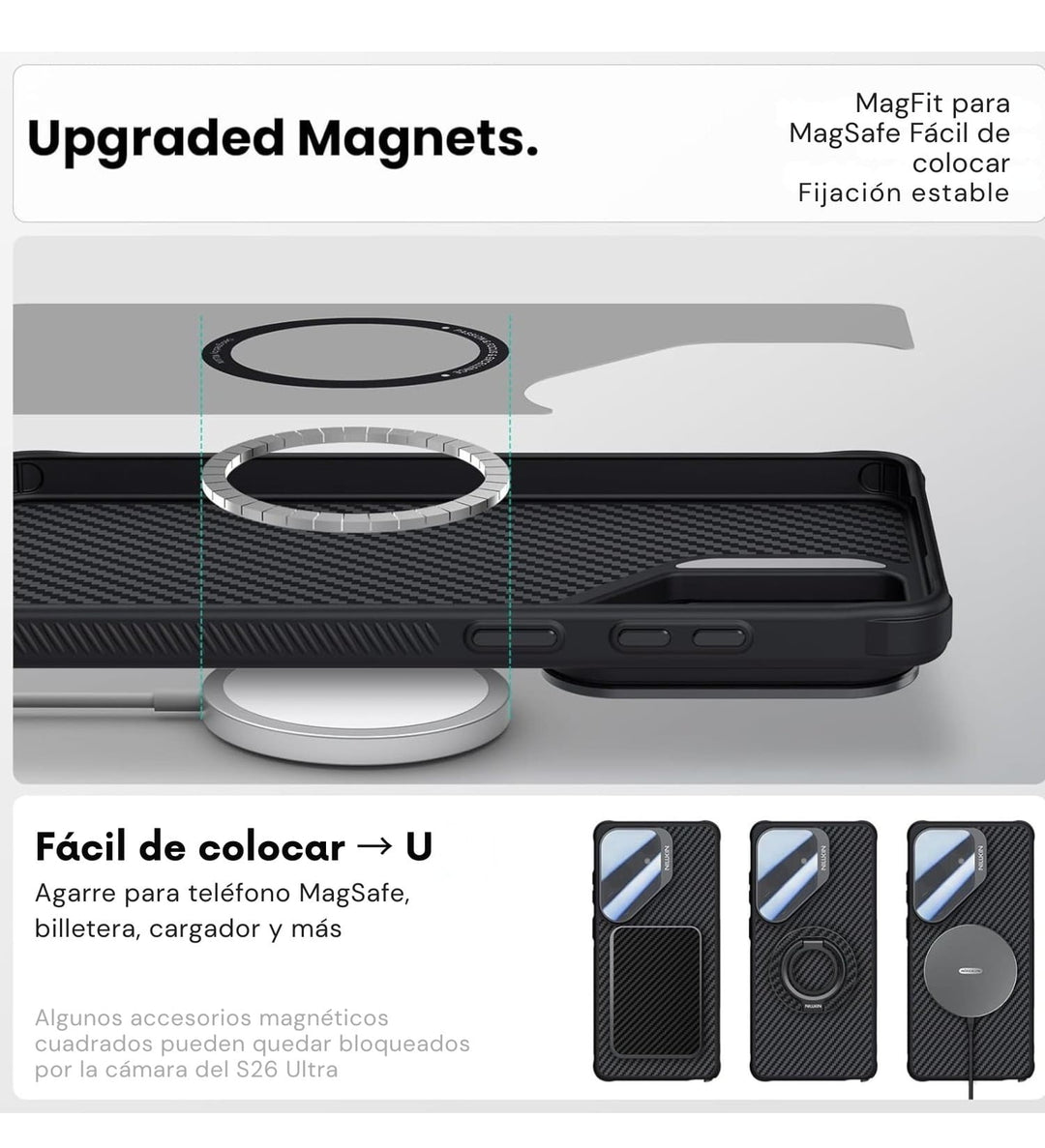 Funda magnética protectora Nillkin compatible con carga MagSafe para celular Samsung Galaxy S26 Ultra