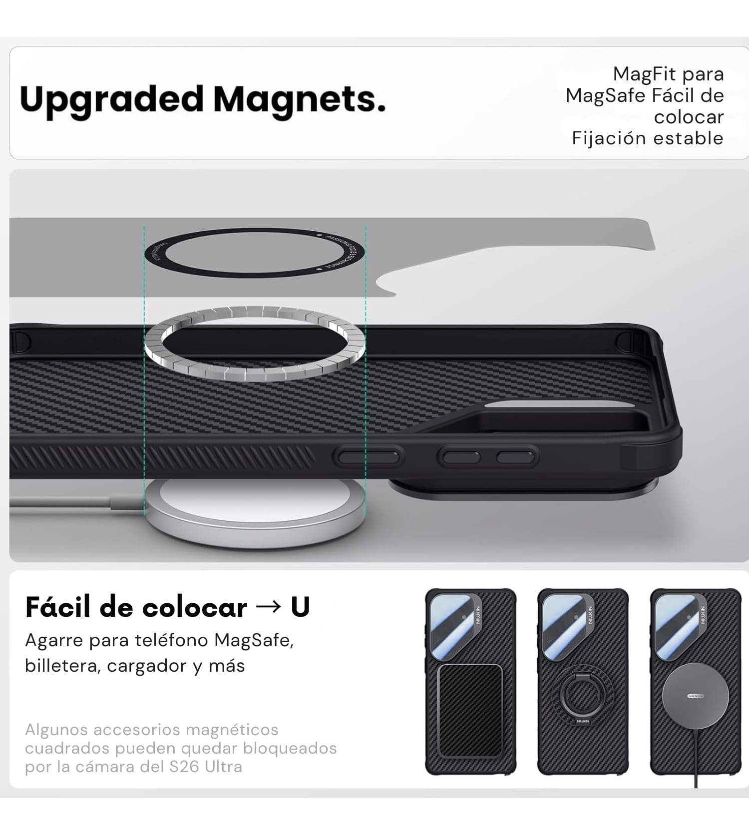 Funda magnética protectora Nillkin compatible con carga MagSafe para celular Samsung Galaxy S26 Ultra