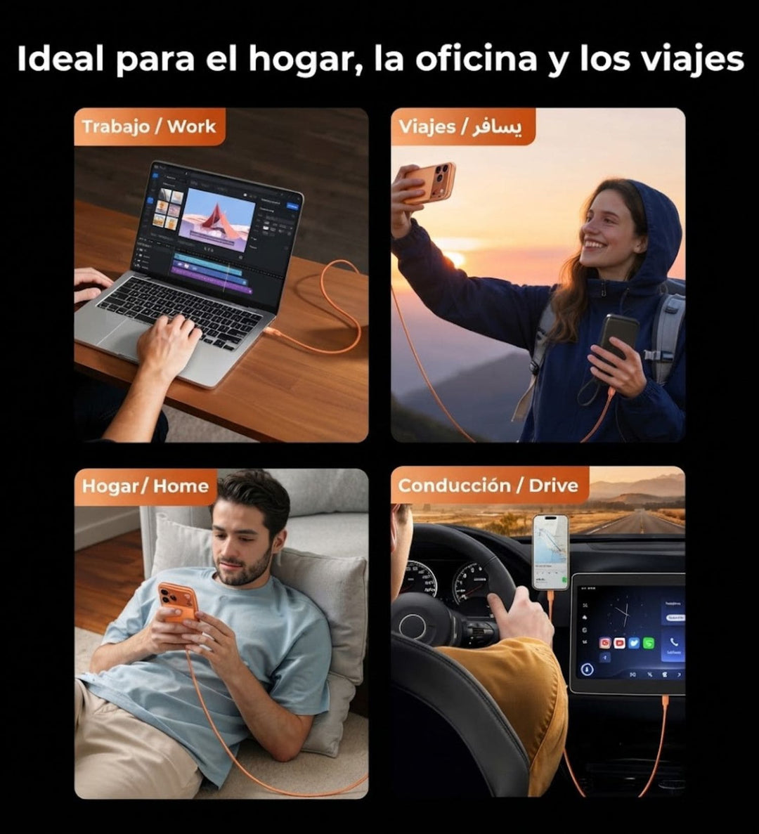 Cable UGREEN USB-C A USB-C 100W 5A Carga Rapida Naranja