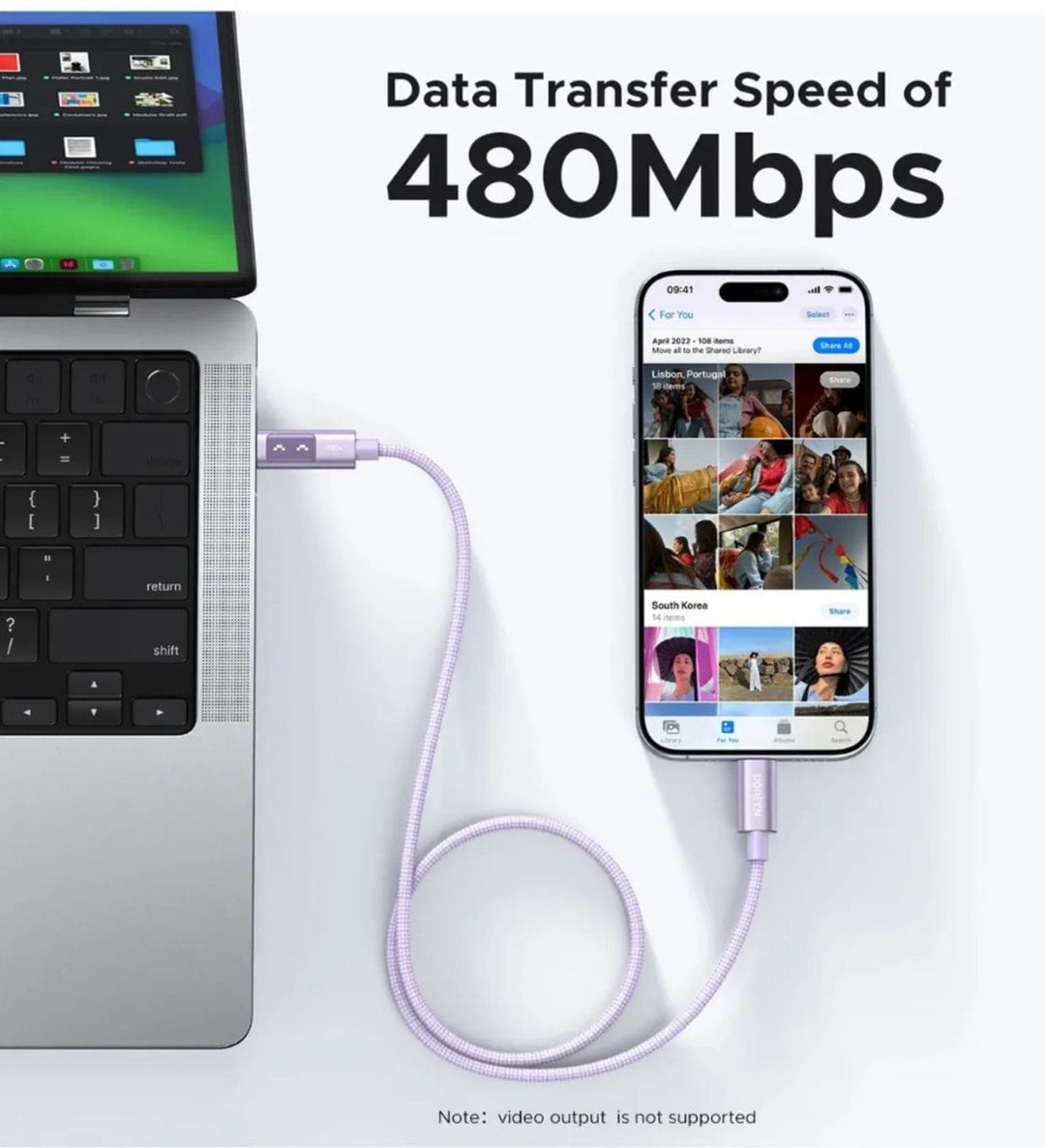 Cable Robot UGREEN UNO USB-C a USB-C 100W Purple