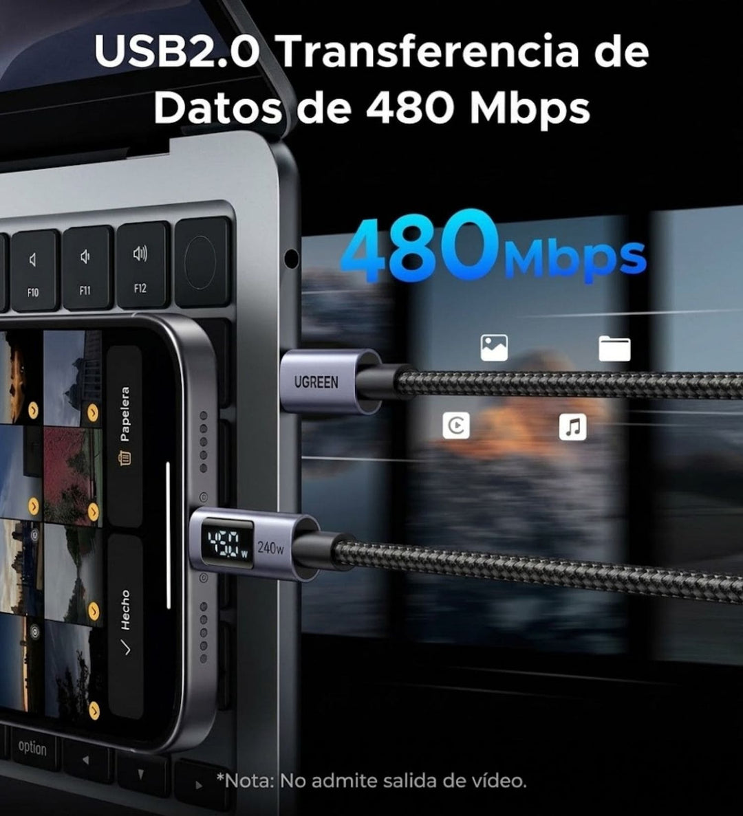 Cable Robot UGREEN UNO USB-C a USB-C 240W