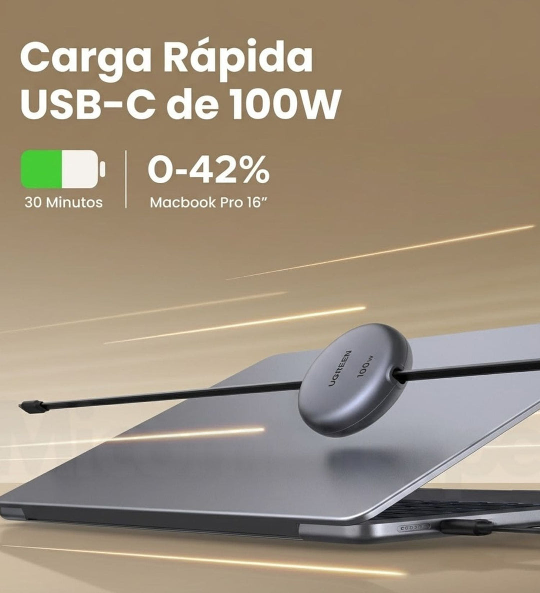 Cable retráctil UGREEN 100 W Carga Rápida PD de USB-C a USB-C