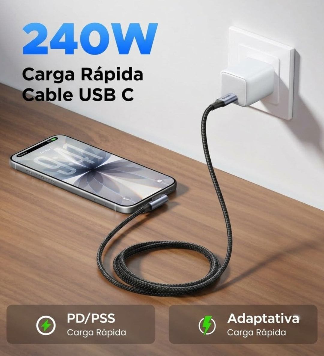 Cable UGREEN USB-C a USB-C 240W PD Ángulo Recto 2M