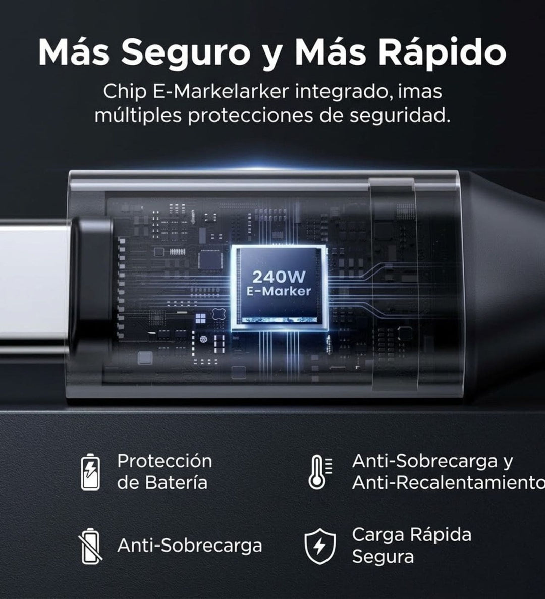 Cable UGREEN USB-C a USB-C 240W PD Ángulo Recto 2M