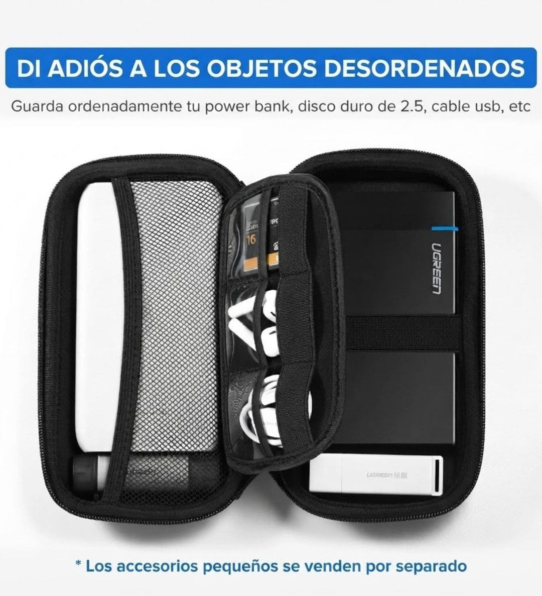 Estuche Organizador Antishock Para Disco Duro Externo 2.5 y Accesorios Ugreen