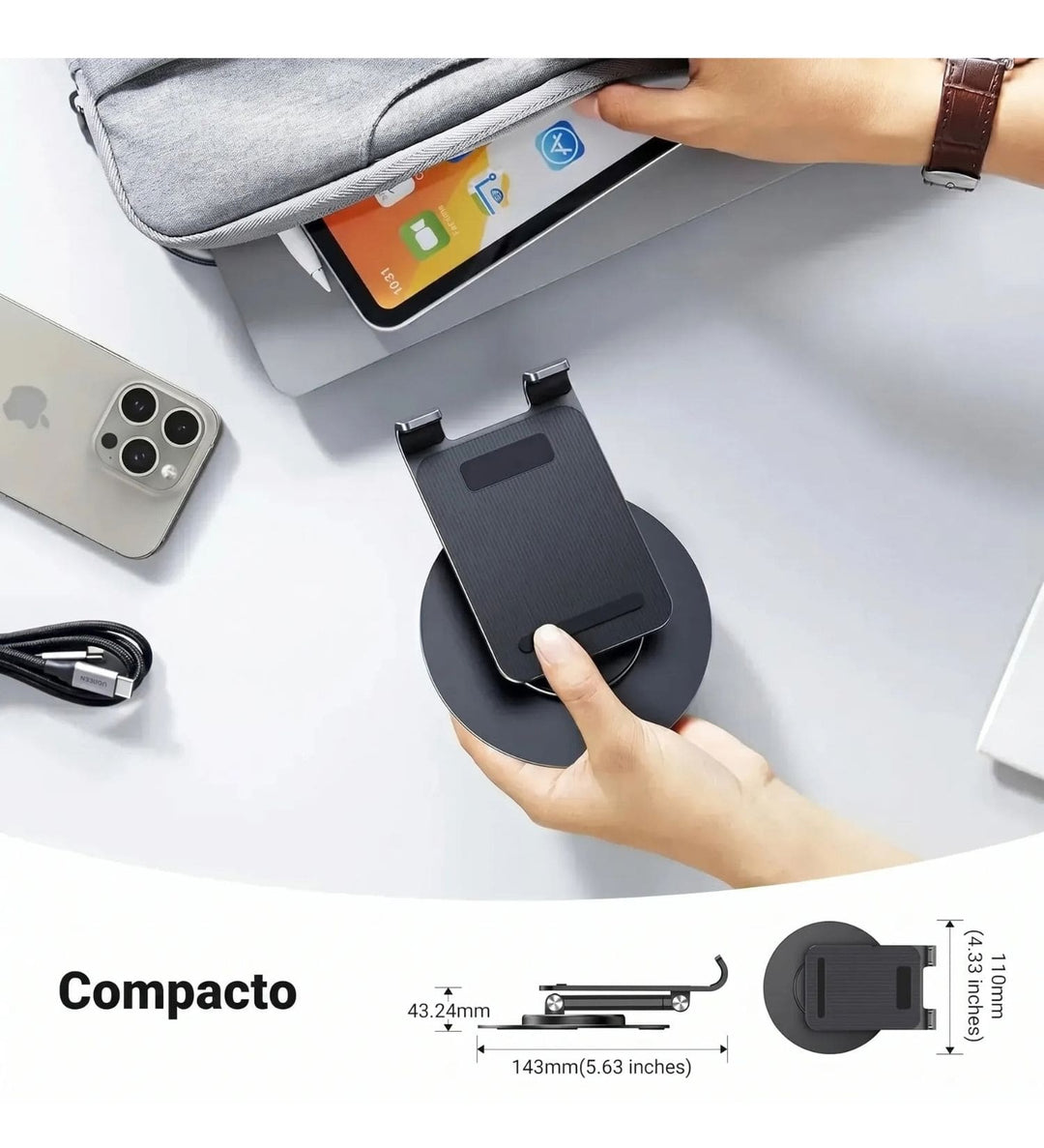Soporte UGREEN  giratorio y plegable para celular y tablet