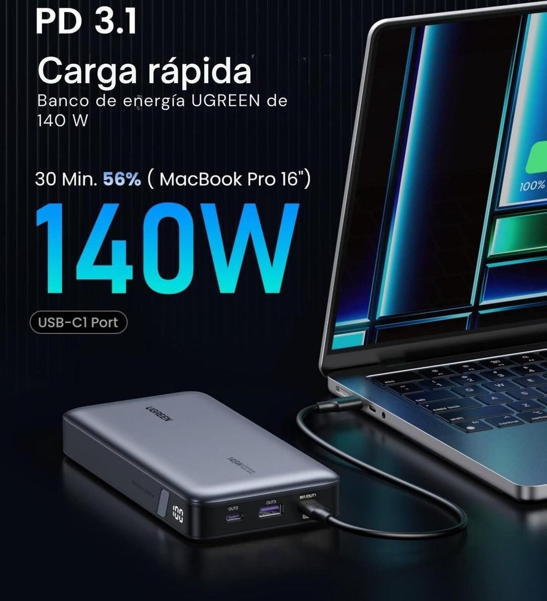 Power Bank UGREEN 25000mAh 145W Carga Rápida
