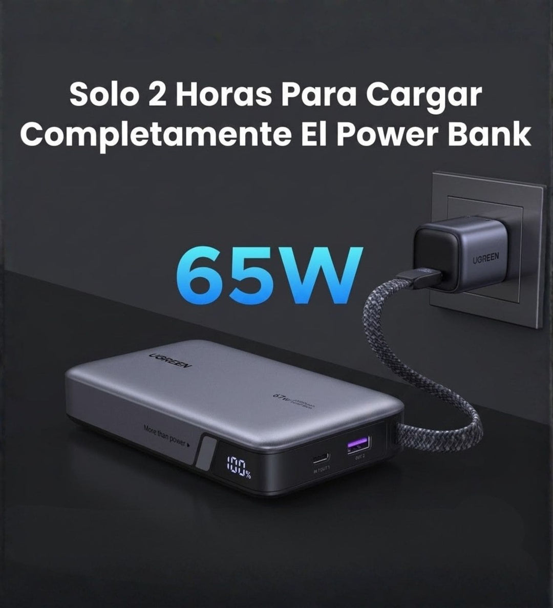 Power Bank Ugreen Nexode 67W 20000mah con Cable Integrado