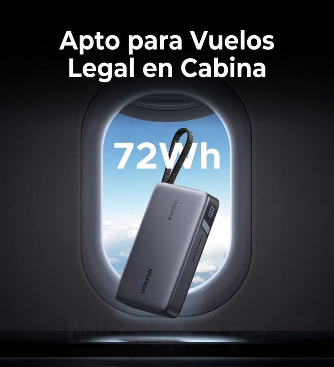 Power Bank Ugreen Nexode 67W 20000mah con Cable Integrado