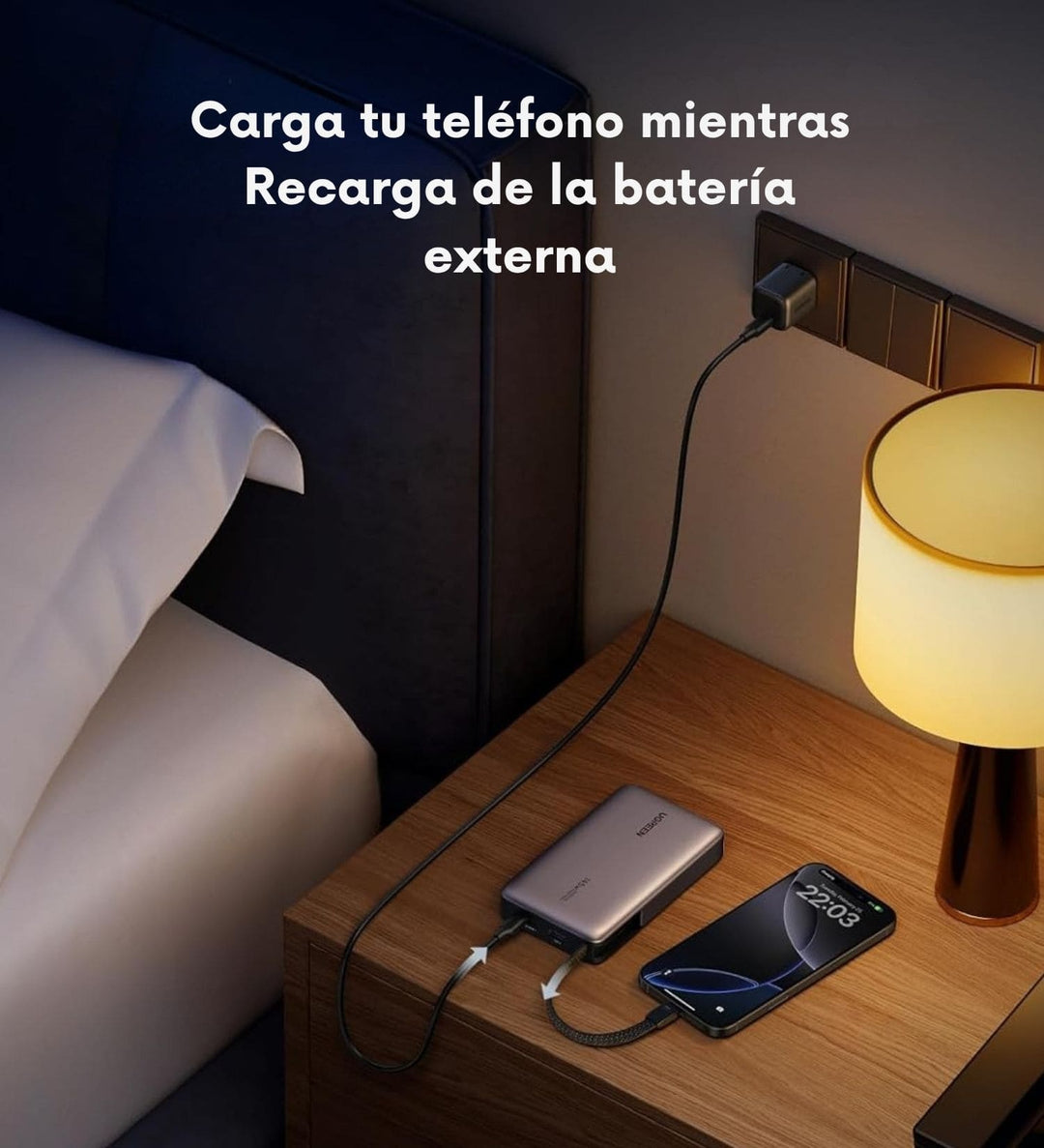 Power Bank UGREEN de 20000 mAh y 145W con Cable Integrado