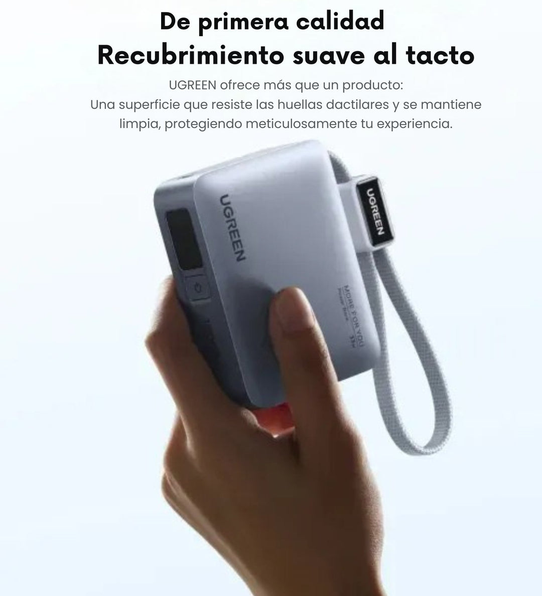 Power Bank UGREEN 10000mAh 33W Carga Rápida con Cable Tipo C PB584