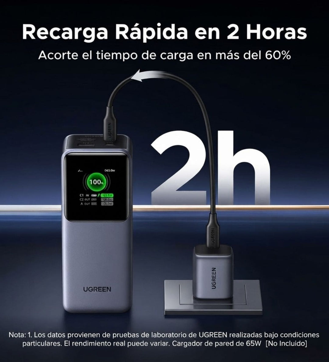 Power Bank UGREEN Nexode Smart Display 20000 mAh y 130W