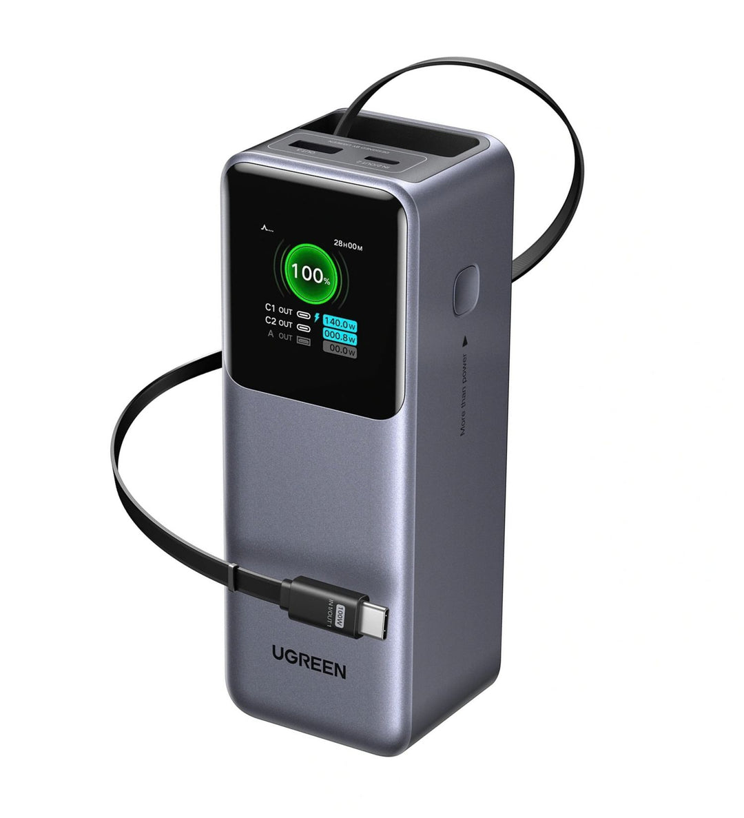 Power Bank UGREEN 165W con Cable USB-C Retráctil