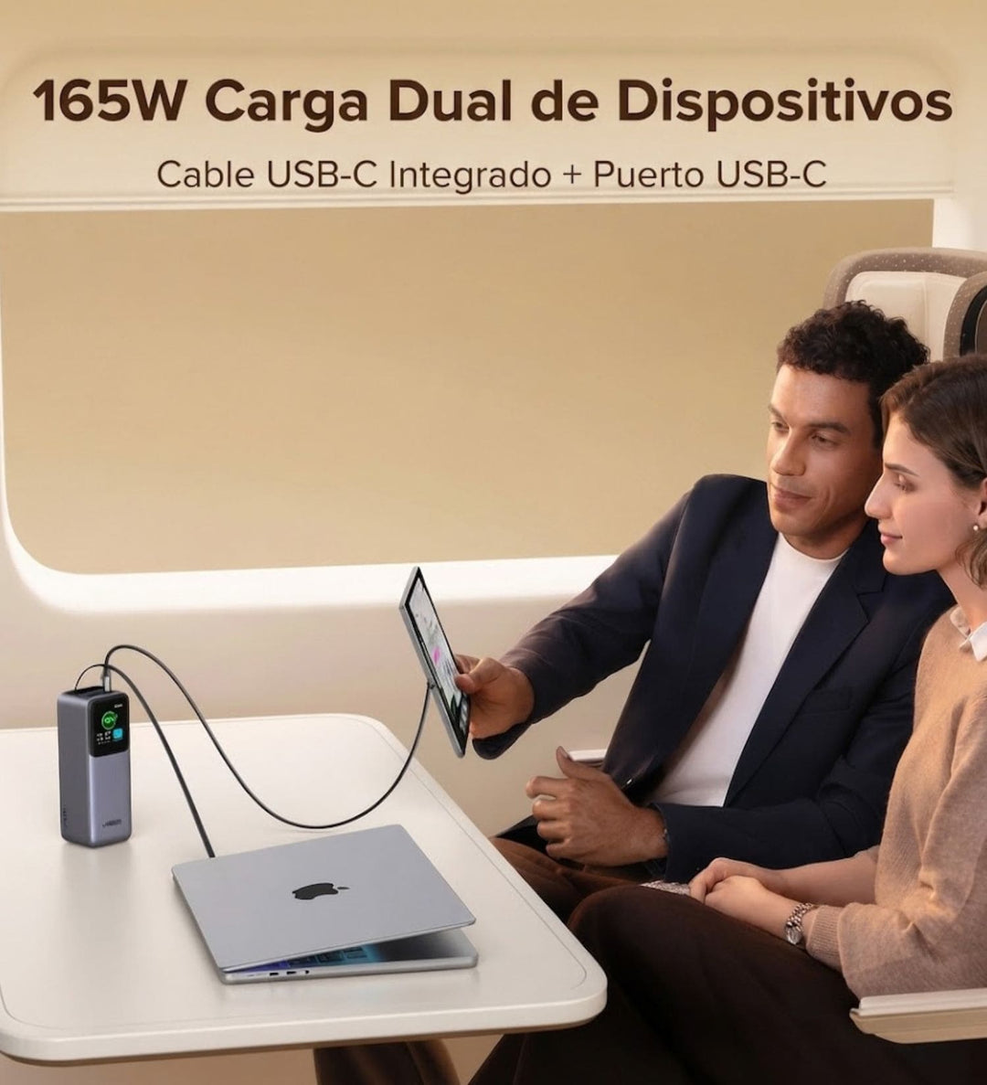 Power Bank UGREEN 165W con Cable USB-C Retráctil