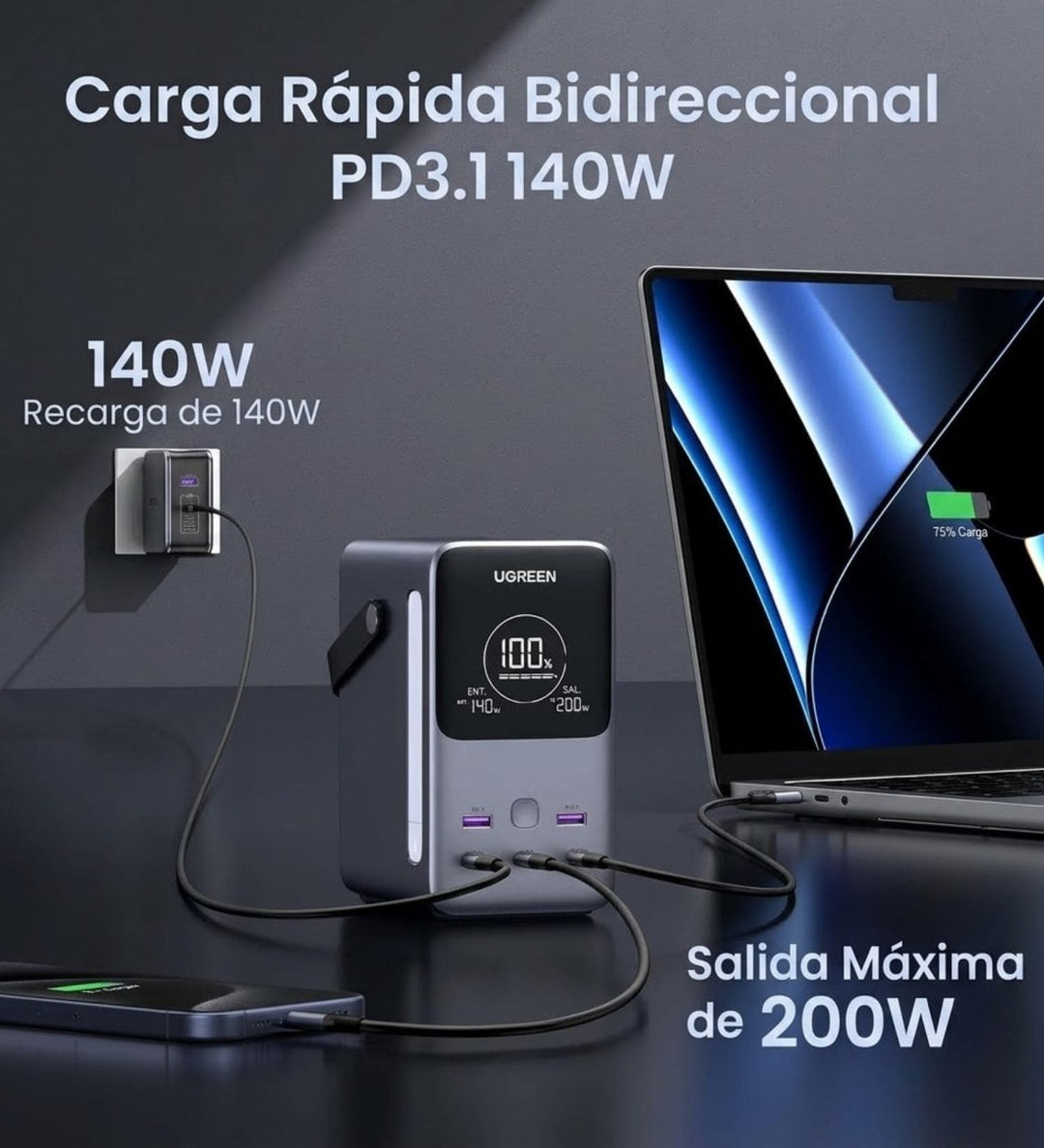 Power Bank UGREEN de 48000 mAh  300W con Pantalla Digital