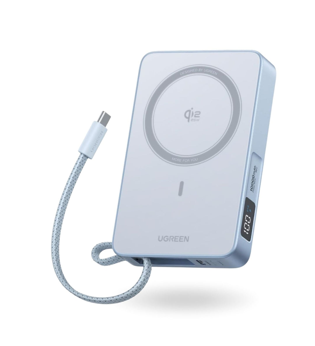 Power Bank inalámbrica UGREEN MagFlow de 10000 mAh Qi2 de 25W con cable integrado