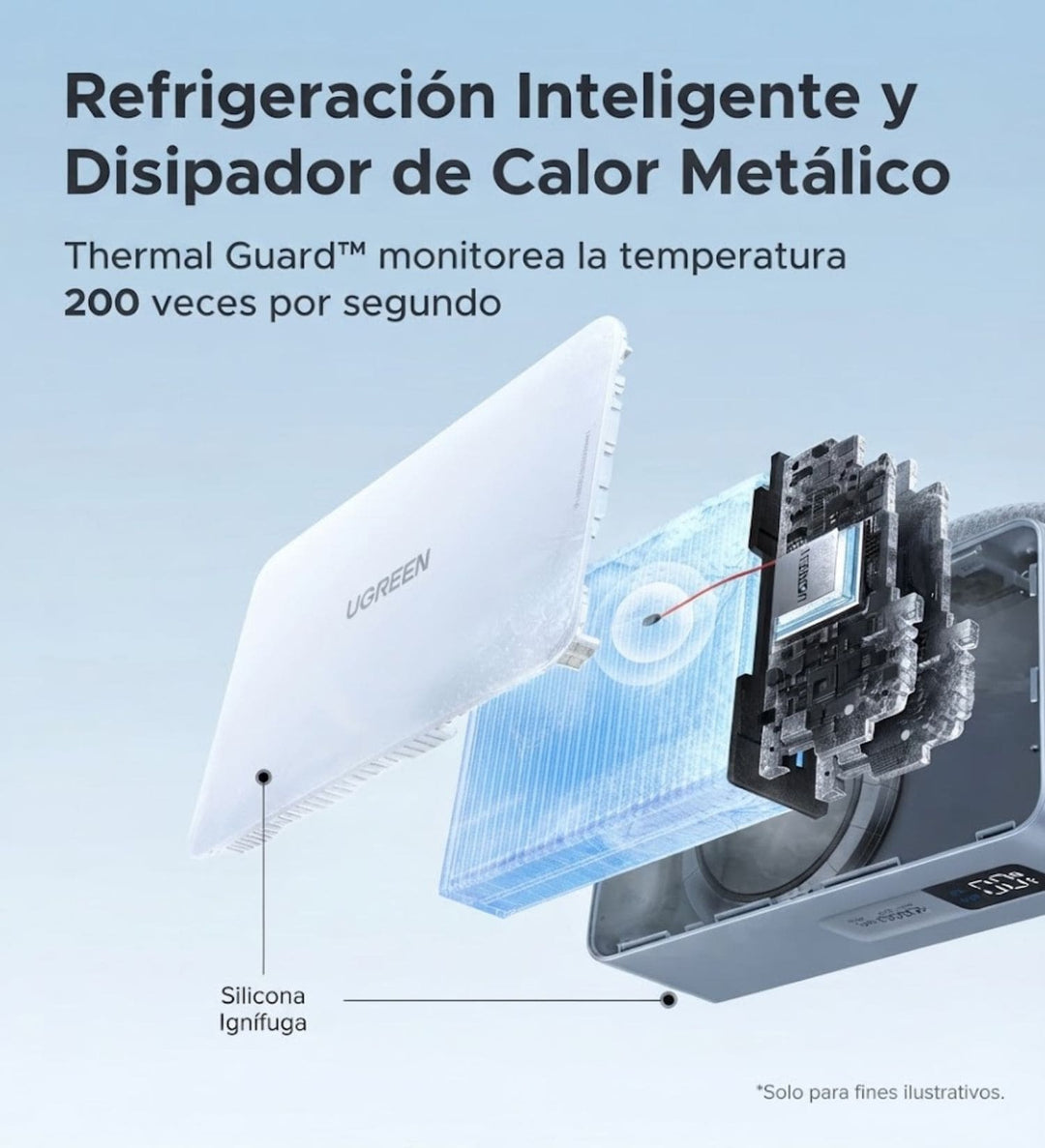 Power Bank inalámbrica UGREEN MagFlow de 20000 mAh Qi2 de 25W con cable integrado