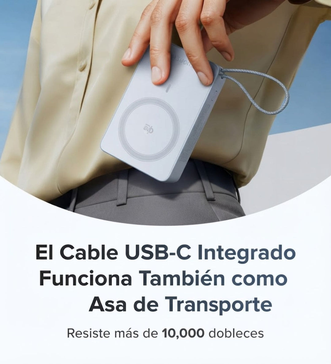 Power Bank inalámbrica UGREEN MagFlow de 20000 mAh Qi2 de 25W con cable integrado