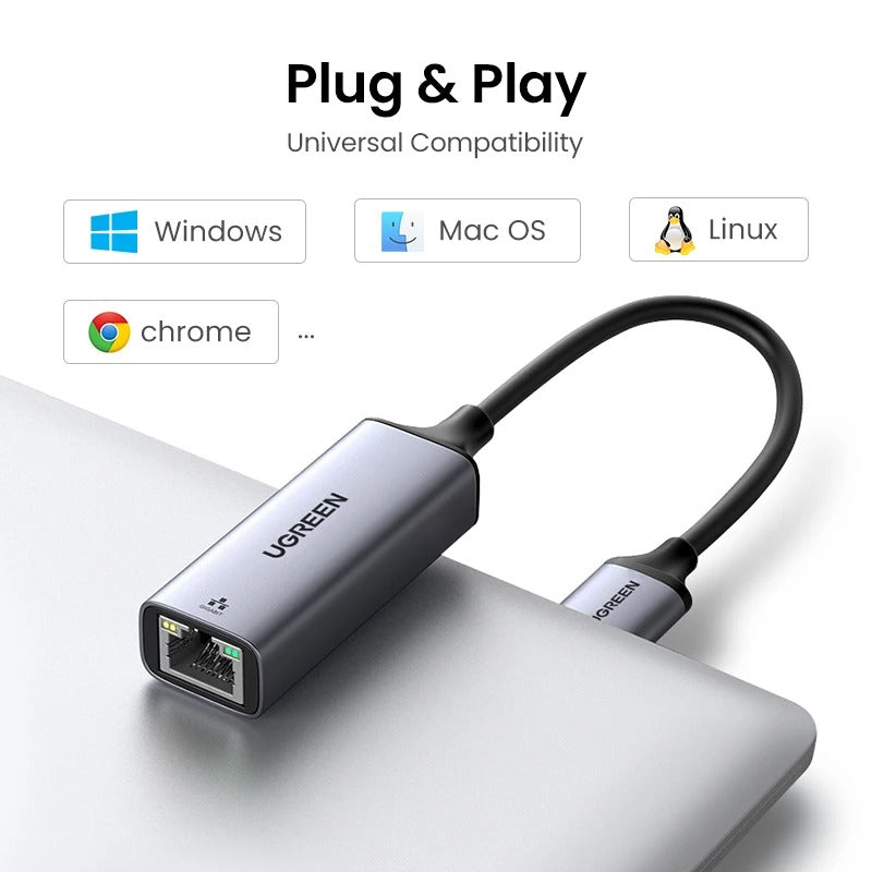 Adapatador Ugreen USB a Ethernet RJ45 Lan de 1000Mbps