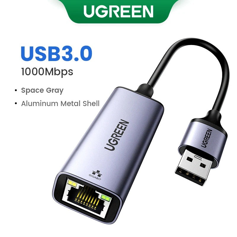 Adapatador Ugreen USB a Ethernet RJ45 Lan de 1000Mbps