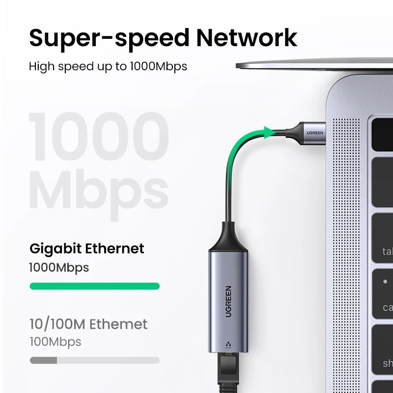 Adapatador Ugreen USB a Ethernet RJ45 Lan de 1000Mbps