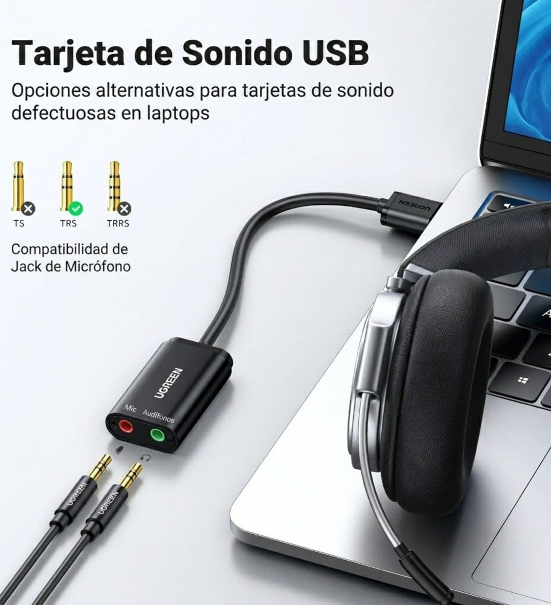 Adaptador de sonido externo USB 2.0 UGREEN