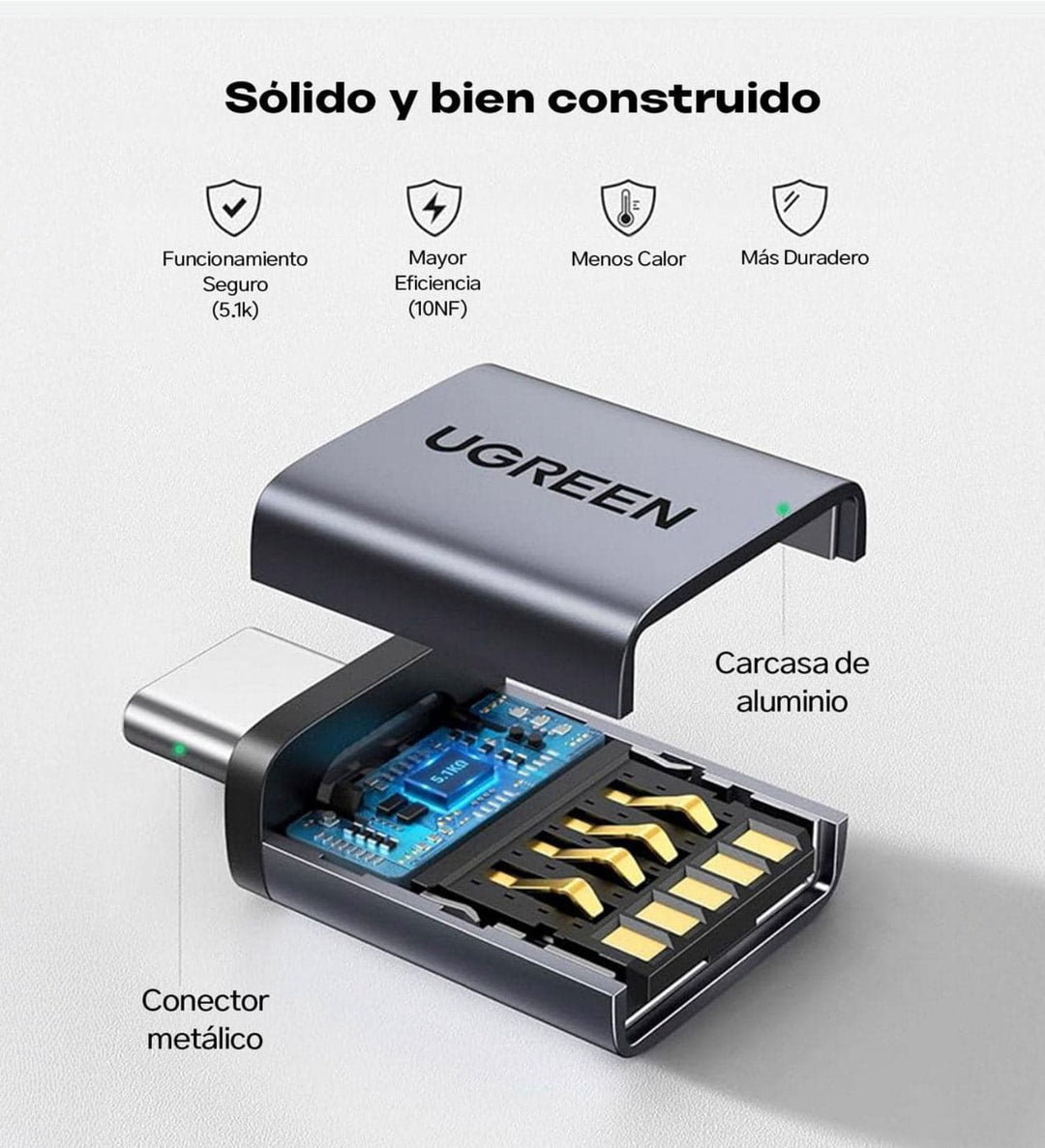 OTG UGREEN Adaptador USB A Hembra a USB C Macho