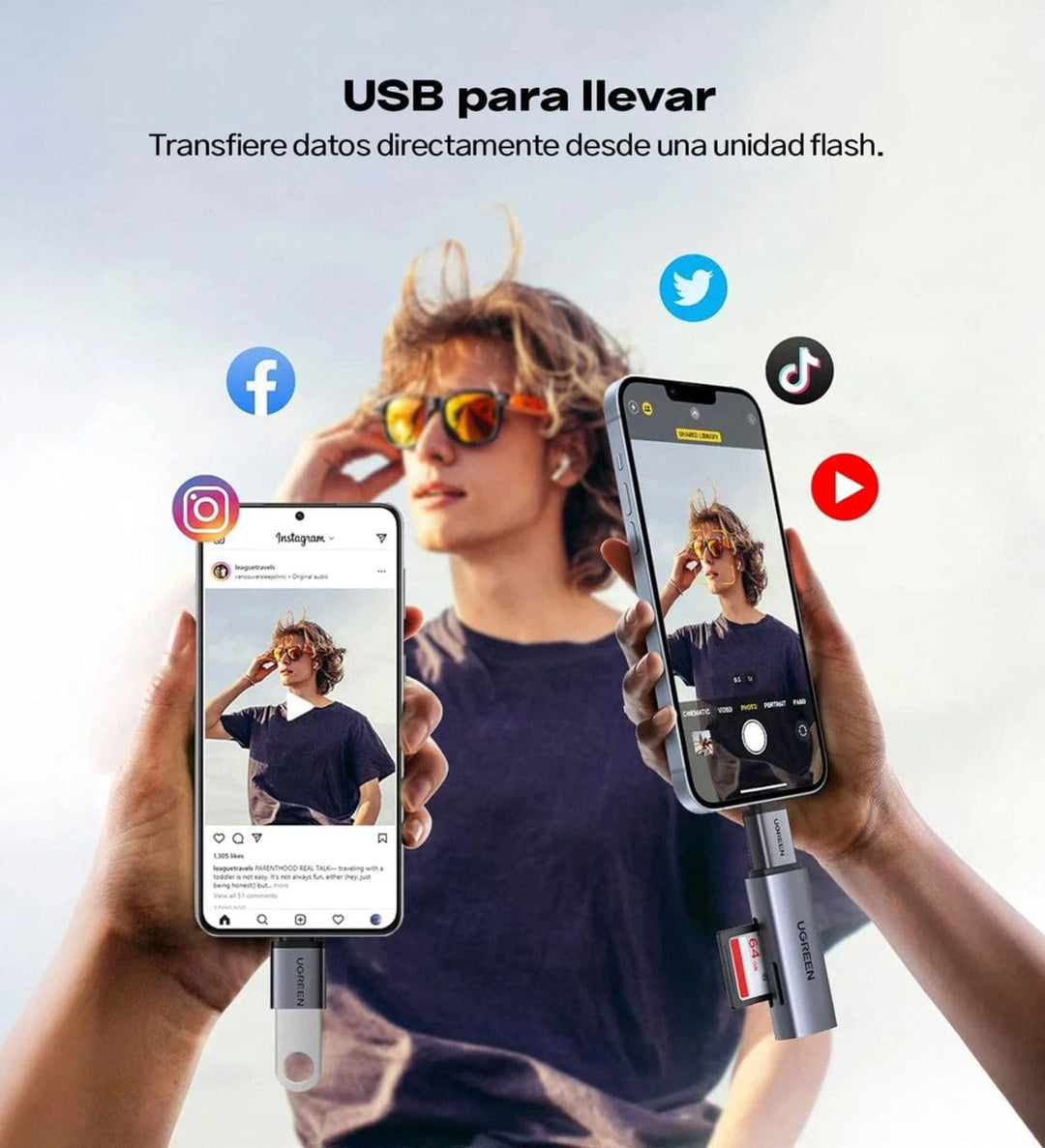 OTG UGREEN Adaptador USB A Hembra a USB C Macho